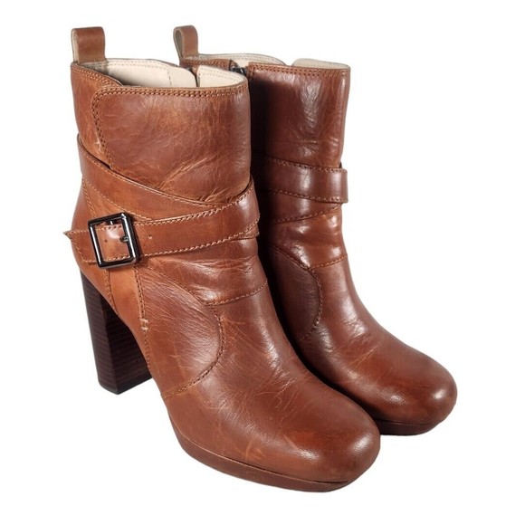 Clarks Brown Leather Heeled Boots, Size 8.5 - Picture 1 of 8